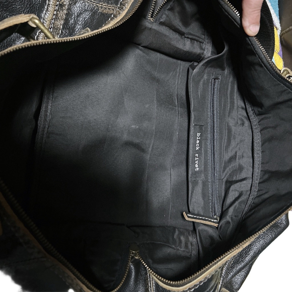 Wilson's Leather Black Rivet Duffel Bag One Size - Picture 2 of 7